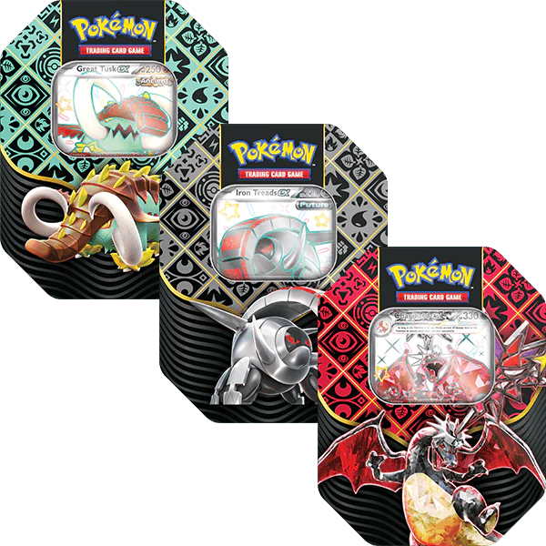 Pokemon - Scarlet & Violet 4.5 Paldean Fates - Tin - Great Tusk/Iron Treads/Charizard - Set Of 3